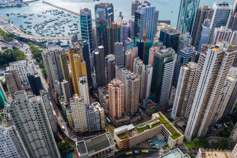 Fototapeta premium Top view of Hong Kong island