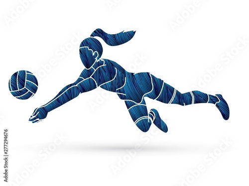 Volleyball player action cartoon graphic vector.