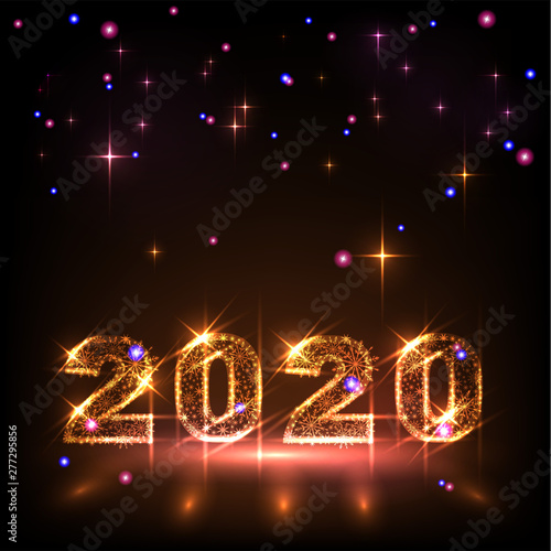 Bright sparkling numbers. New Year's congratulatory design 2020 year