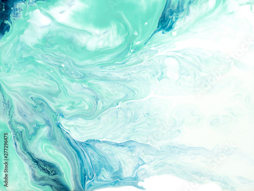 Blue and green creative abstract hand painted background, marble texture, abstract ocean