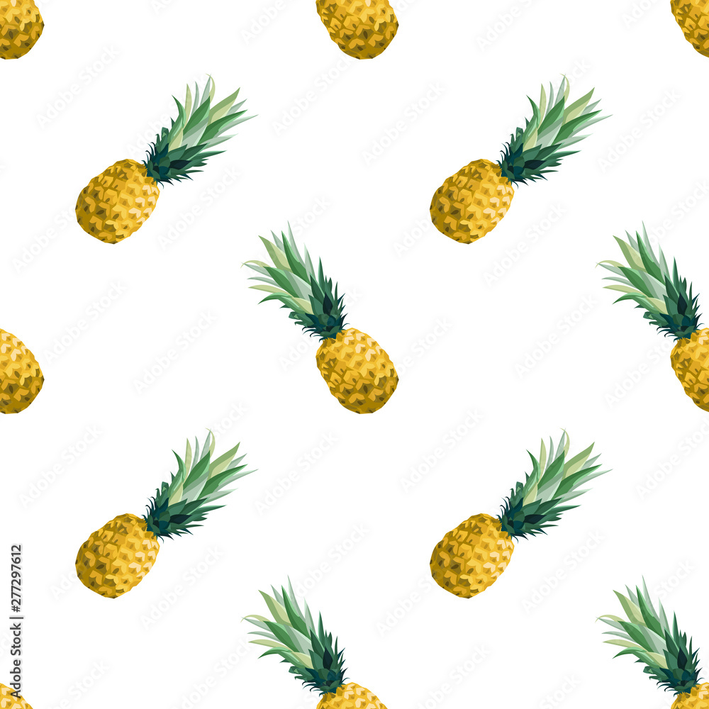 Seamless summer pattern with pineapples. Vector illustration, botanical background. Seamless summer pattern with pineapples. Vector illustration, botanical background.