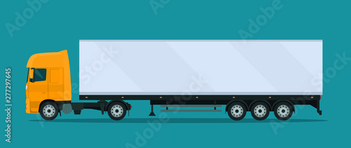 Big truck with trailer. Vector flat illustration.