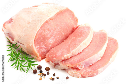 Raw pork meat isolated on white background