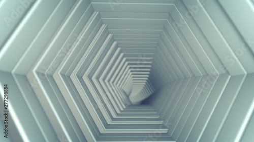 Empty white tunnel 3D rendering