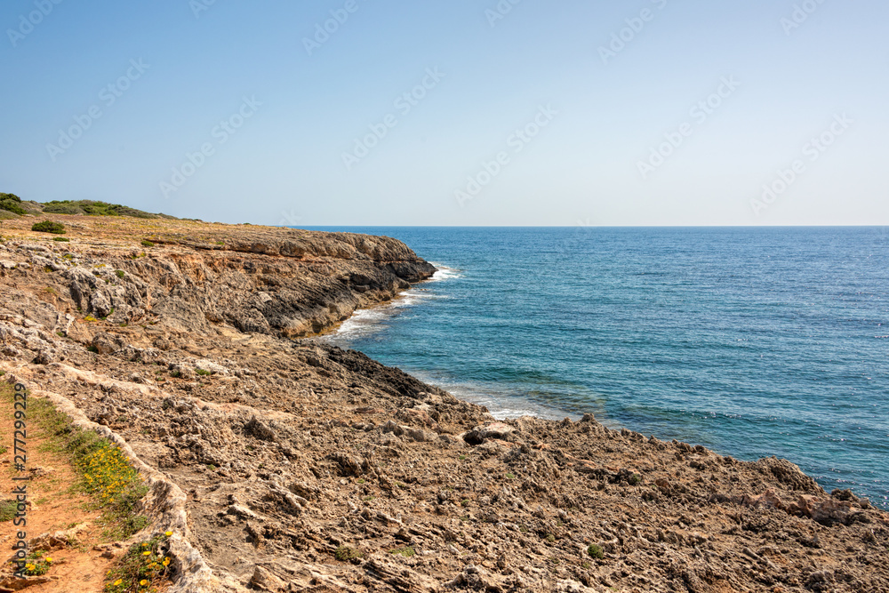 Rocky coast of Punta de n'Amer on Island Mallorca