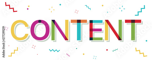 "Content" colorful banner with confetti