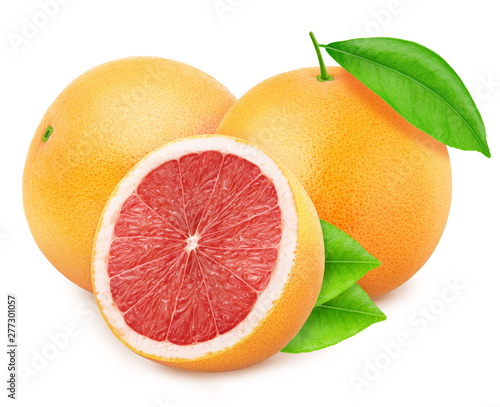 Composition with grapefruits isolated on white background.