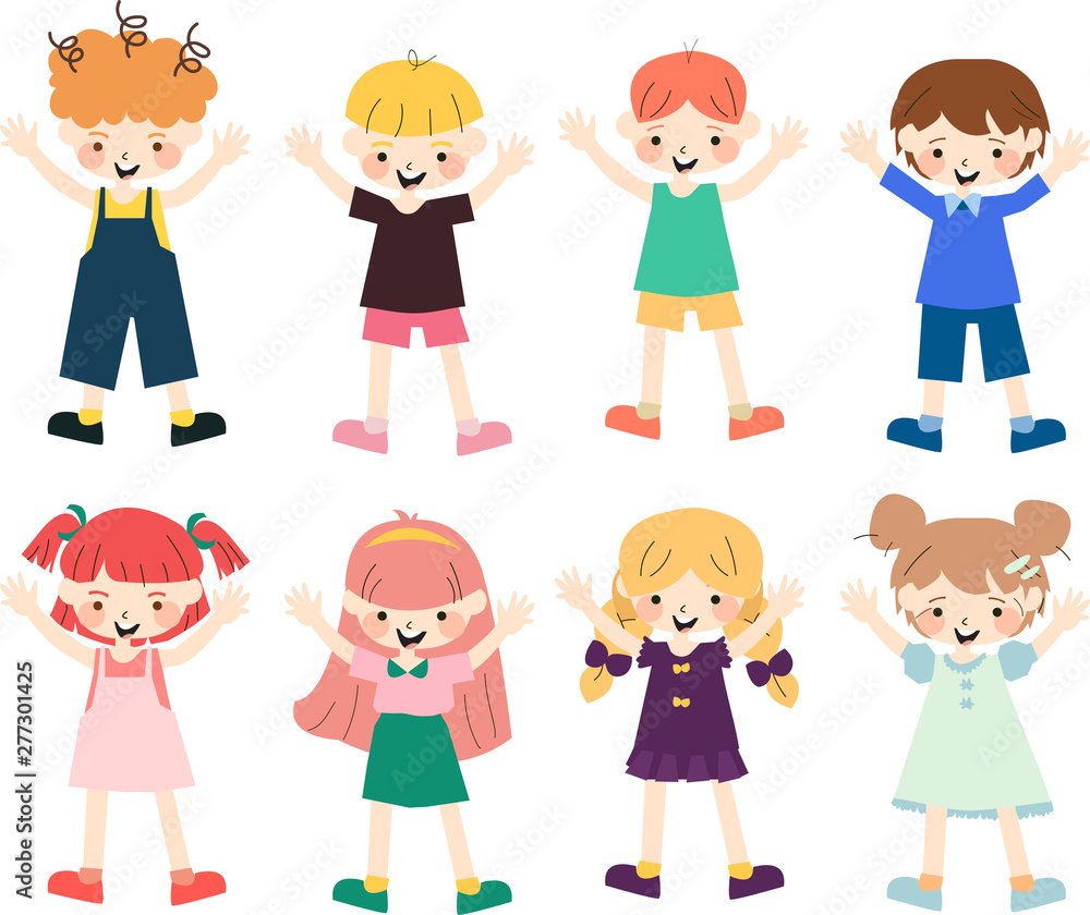 kids boy and girl character happy kids boy and girl character happy