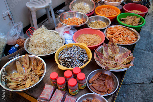Dried seafood being sold to tourist and locals in Lantau Island