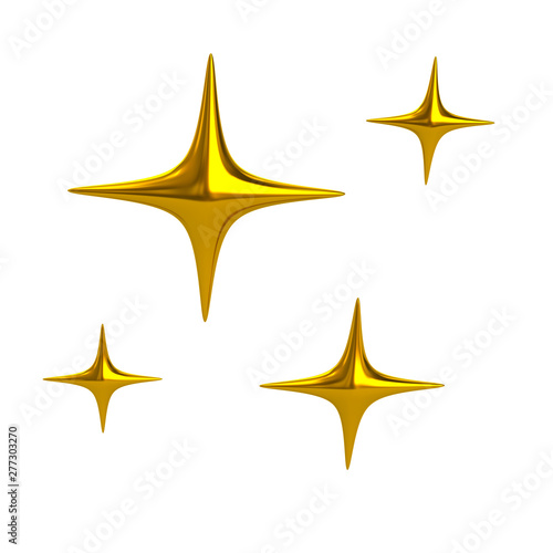 Golden sparkle star icon 3d illustration