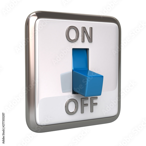 Blue switch in the off position 3d illustration