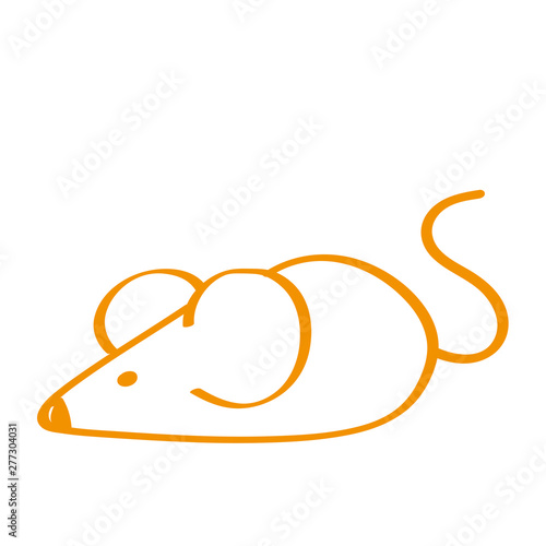 Handgezeichnete Maus in orange