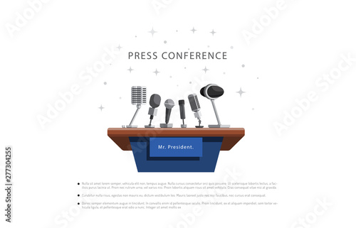 press conference urgent news vector illustration in flat style