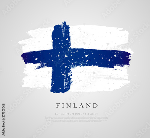 Flag of Finland. Brush strokes drawn by hand.