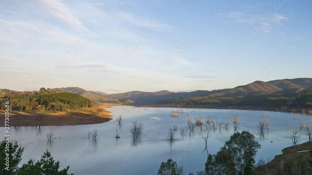 Timelapse in near sunset over Lake Eildon near Mansfield, Victoria, Australia, June 2019. Timelapse in near sunset over Lake Eildon near Mansfield, Victoria, Australia, June 2019.