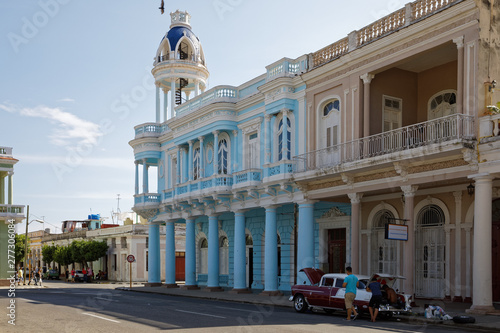 Photography Cienfuegos, Cuba - July 26, 2018: Palacio Ferrer in Jose Marti Park in Cienfuego