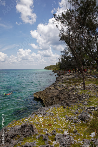 Coral beaches and turquoise water on the wild noon coast of Cuba, Bay of Pigs, Playa Giron