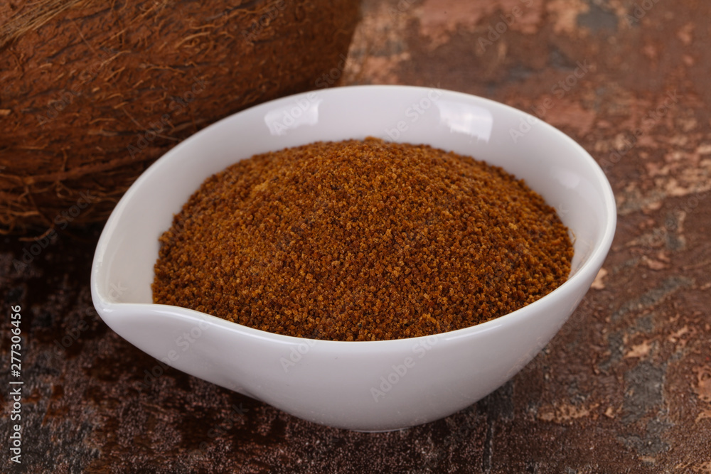 Coconut brown sugar in the bowl Coconut brown sugar in the bowl