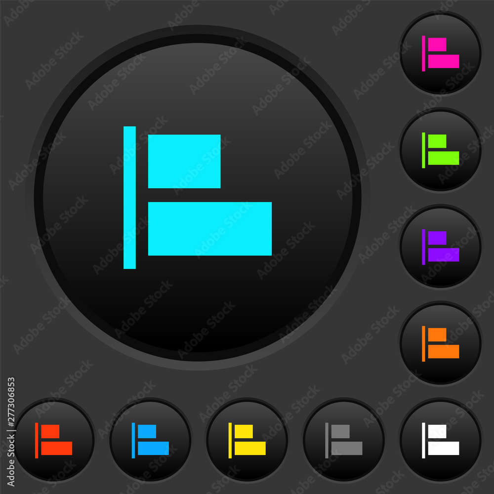 Align to left dark push buttons with color icons Align to left dark push buttons with color icons