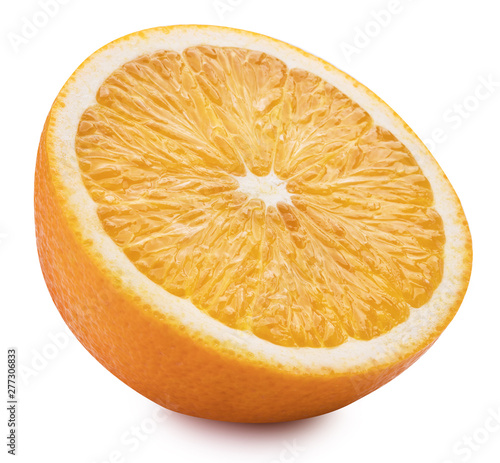 Orange fruit slice on white background. Clipping path.