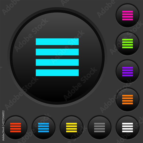 Text align justify dark push buttons with color icons