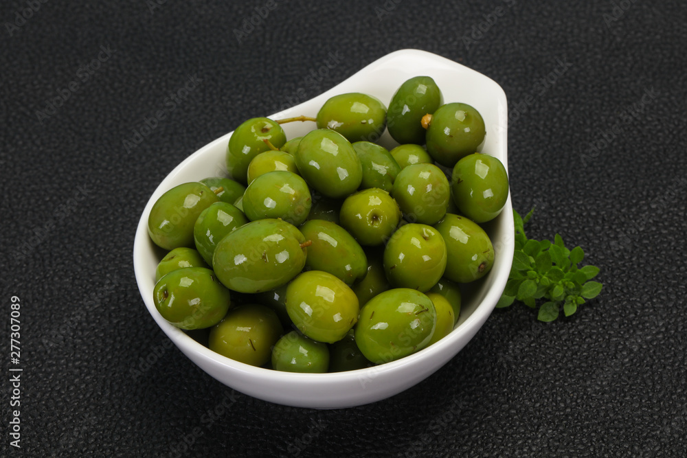 Green Campo Real olives in the bowl Green Campo Real olives in the bowl