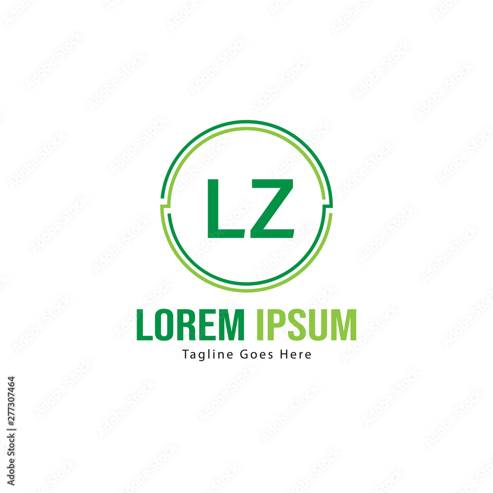 Initial LZ logo template with modern frame. Minimalist LZ letter logo vector illustration