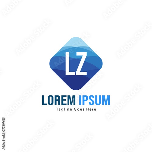 Initial LZ logo template with modern frame. Minimalist LZ letter logo vector illustration