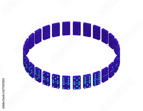 Circle of dominoes. Isolate...