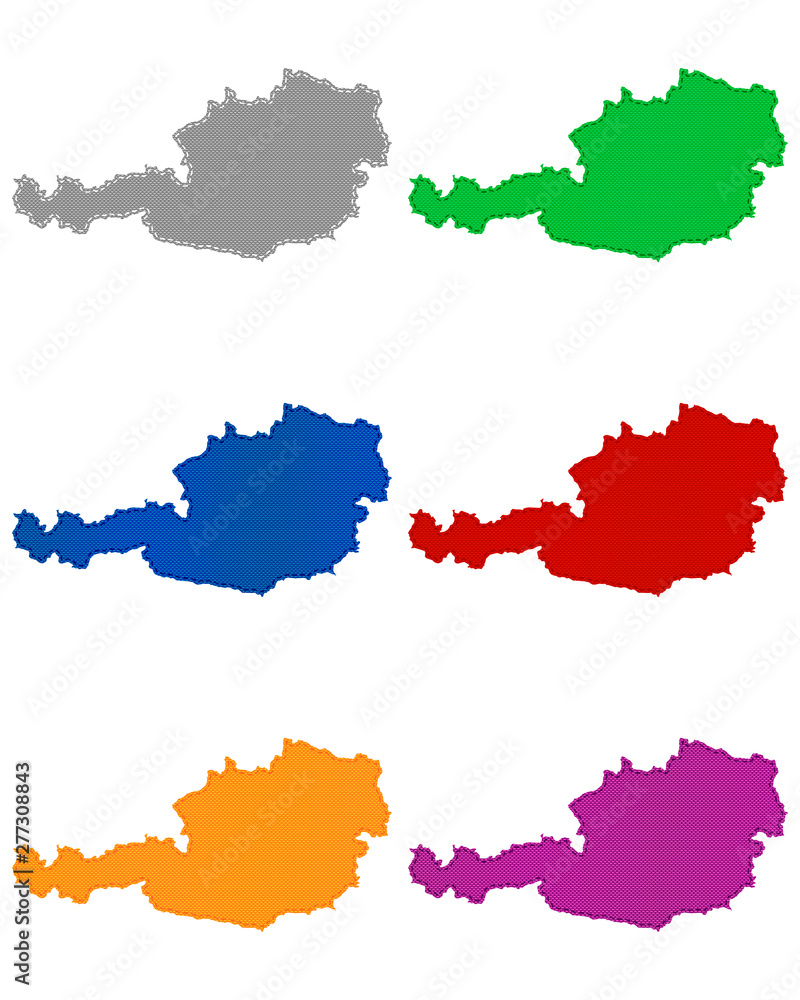Karten von Österreich auf feinem Gewebe