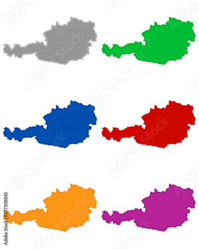 Karten von Österreich auf feinem Gewebe