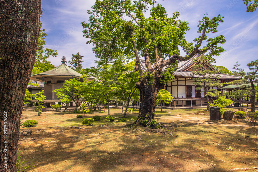 Kyoto - May 30, 2019: Daikakuji Buddhist temple in Kyoto, Japan