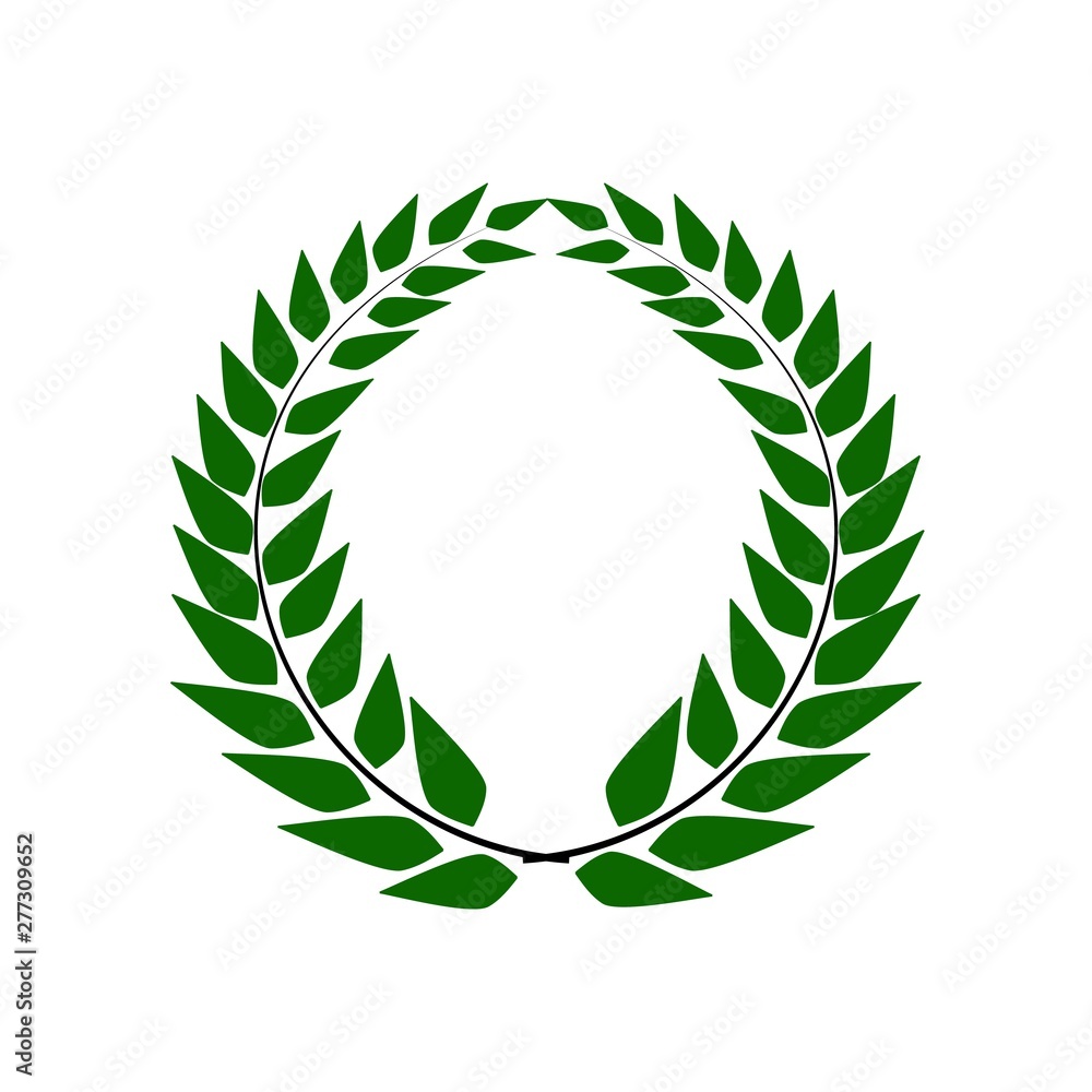 Laurel wreath reward. Modern symbol of victory and award achievement champion. Leaf ceremony awarding of winner tournament. Colorful template for badge, tag, etc. Design element. Vector illustration. Laurel wreath reward. Modern symbol of victory and award achievement champion. Leaf ceremony awarding of winner tournament. Colorful template for badge, tag, etc. Design element. Vector illustration.