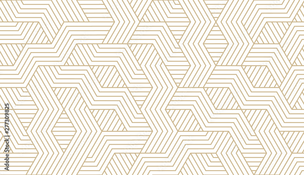 Fototapeta Abstrakcjonistyczny prosty geometryczny wektorowy bezszwowy wzór z złoto linii teksturą na białym tle. Lekka nowoczesna prosta tapeta, jasne tło kafelkowe, monochromatyczny element graficzny