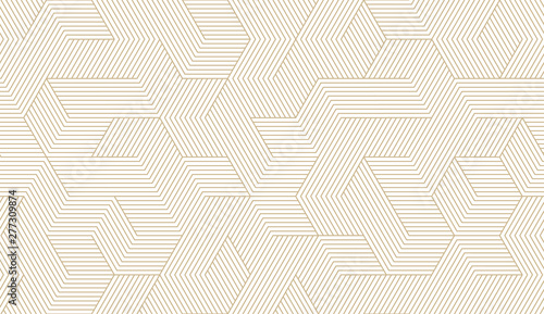 Abstract simple geometric vector seamless pattern with gold line texture on white background. Light modern simple wallpaper, bright tile backdrop, monochrome graphic element