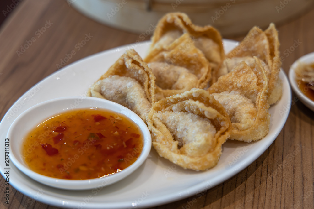 fried dimsum with sauce fried dimsum with sauce