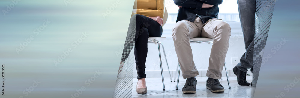People waiting for job interview; panoramic banner People waiting for job interview; panoramic banner