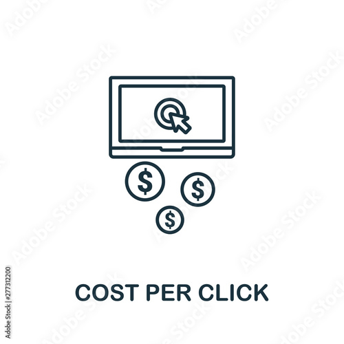 Cost Per Click outline icon. Thin line concept element from content icons collection. Creative Cost Per Click icon for mobile apps and web usage