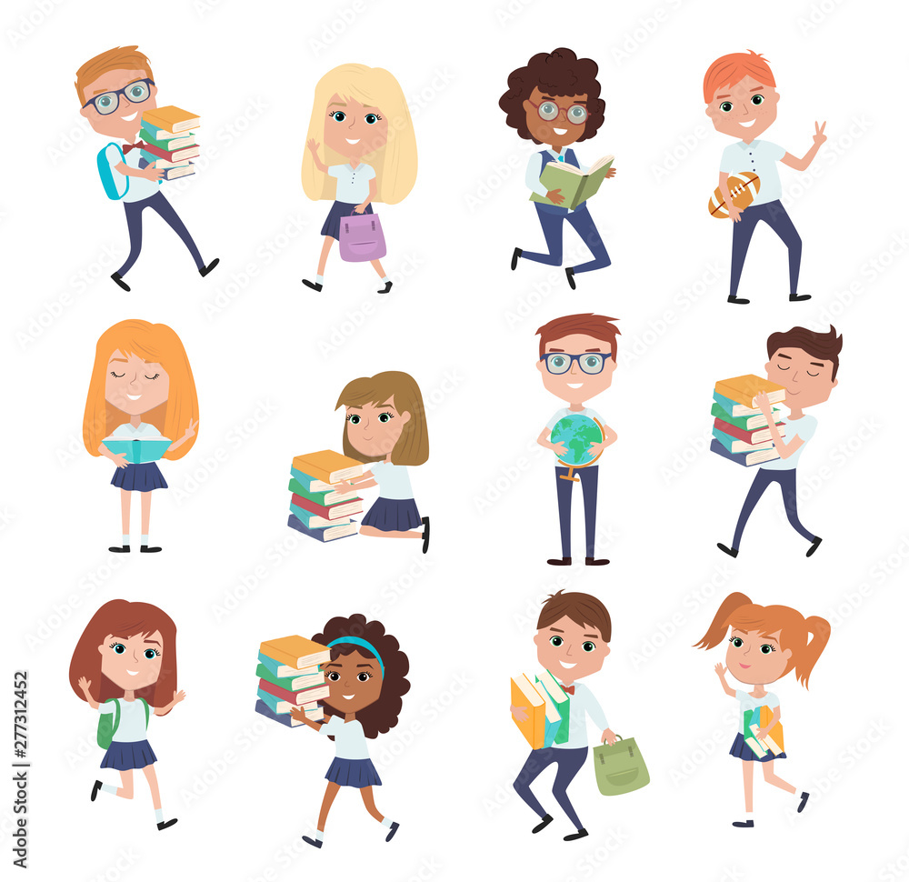 Back to school, set of student characters. Editable vector illustration Back to school, set of student characters. Editable vector illustration