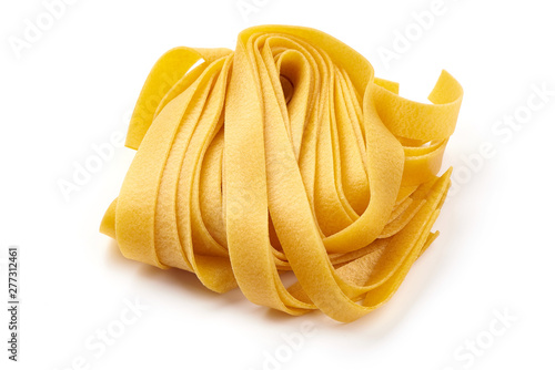 Italian Fettuccine pasta, close-up, isolated on white background