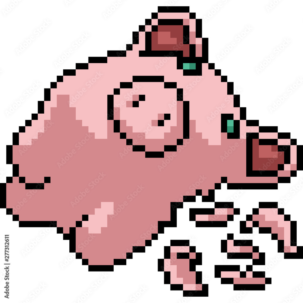 vector pixel art piggy bank