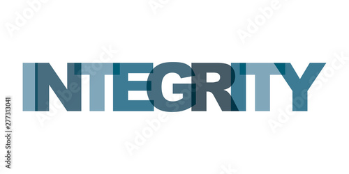 Integrity management business card text. Modern lettering poster. Color word art slogan icon. Phrases vector print design elements.