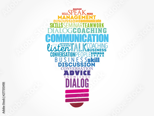 COMMUNICATION light bulb word cloud collage, business concept background