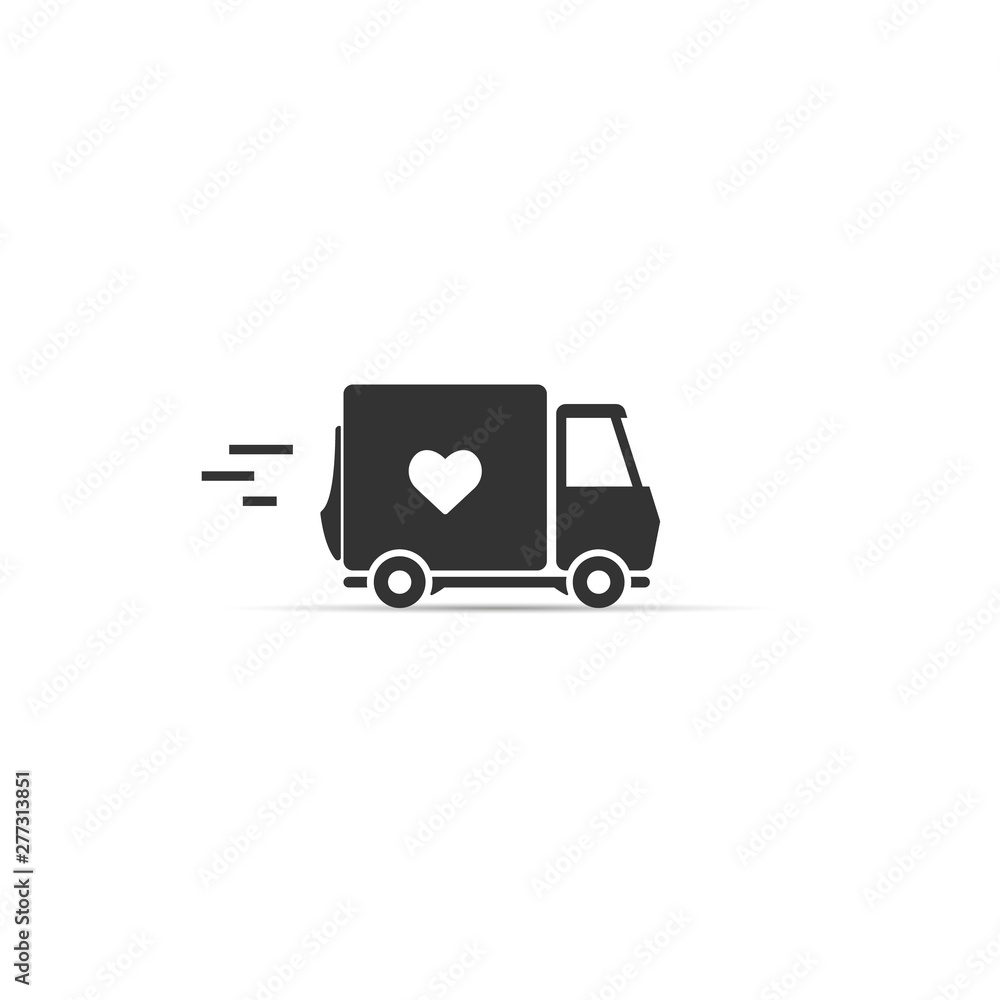 love delivery. truck with a heart icon. vector symbol love delivery. truck with a heart icon. vector symbol