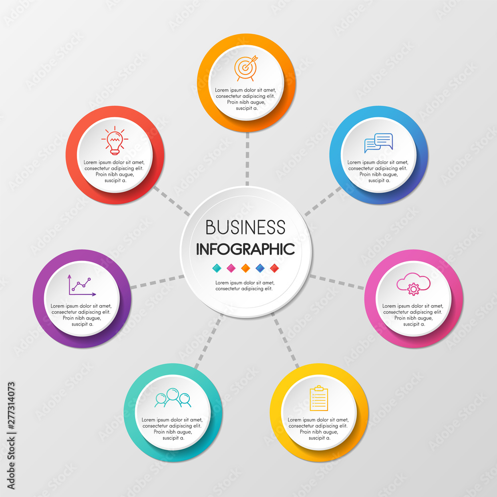 Circle infographic design with 7 options. Vector Circle infographic design with 7 options. Vector
