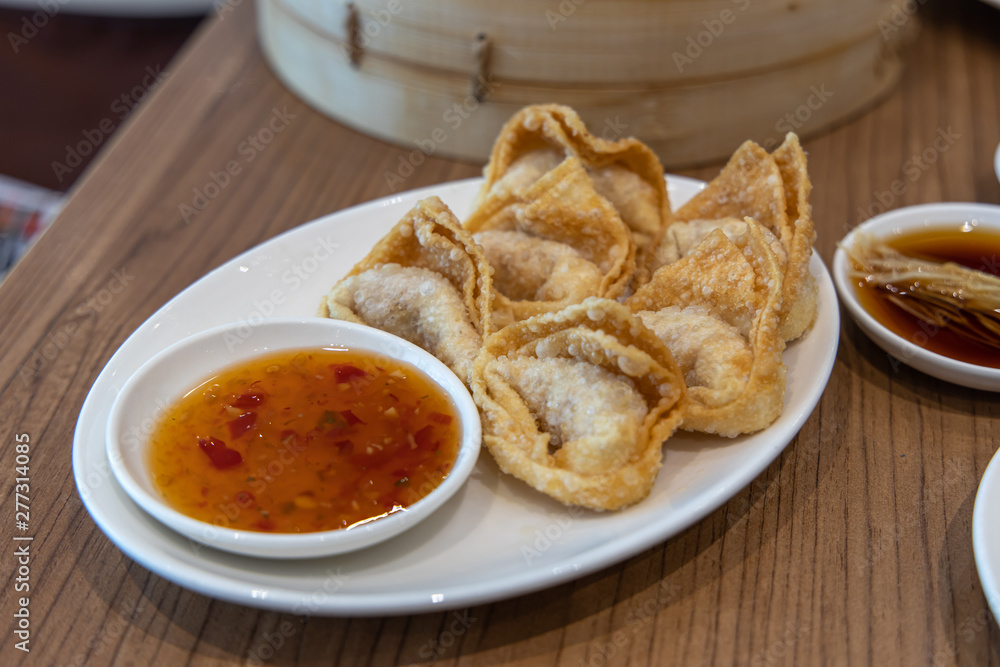 fried dimsum with sauce fried dimsum with sauce