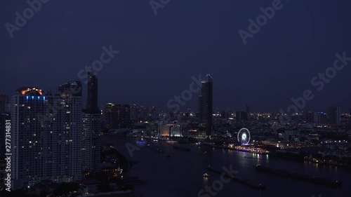 Wallpaper Mural Panoramic view of Bangkok city skyline at night with ferris wheel, Thailand Torontodigital.ca