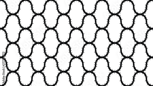 Blackthorn branches with thorns wave pattern background.