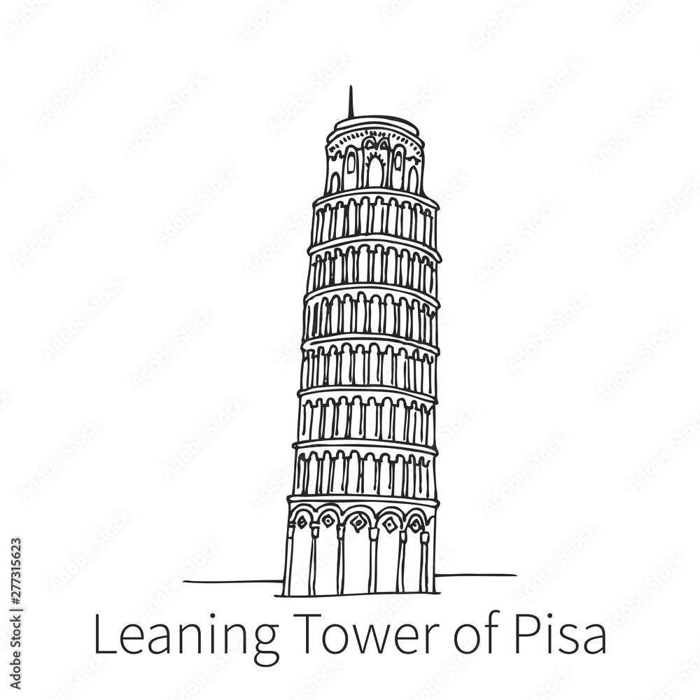 Leaning Tower of Pisa drawing sketch