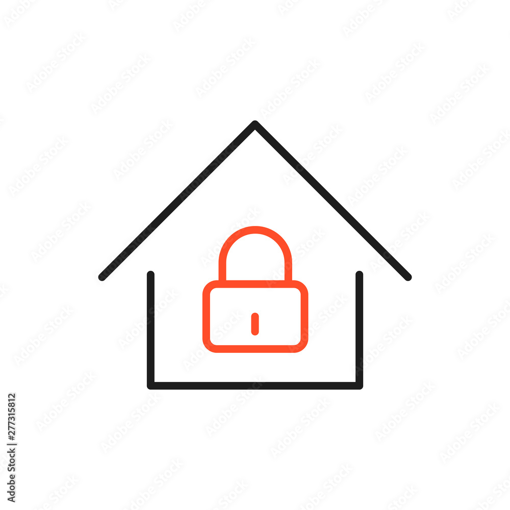 House under protection line icon isolated. Home and lock. Protection, safety, security, protect, defense concept. Vector Illustration House under protection line icon isolated. Home and lock. Protection, safety, security, protect, defense concept. Vector Illustration